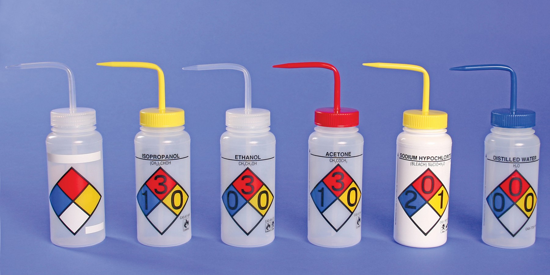 4-Color Wash bottles 500ml (Dichloromethane) - Right-To-Know, wide-mouth (Pack of 4)