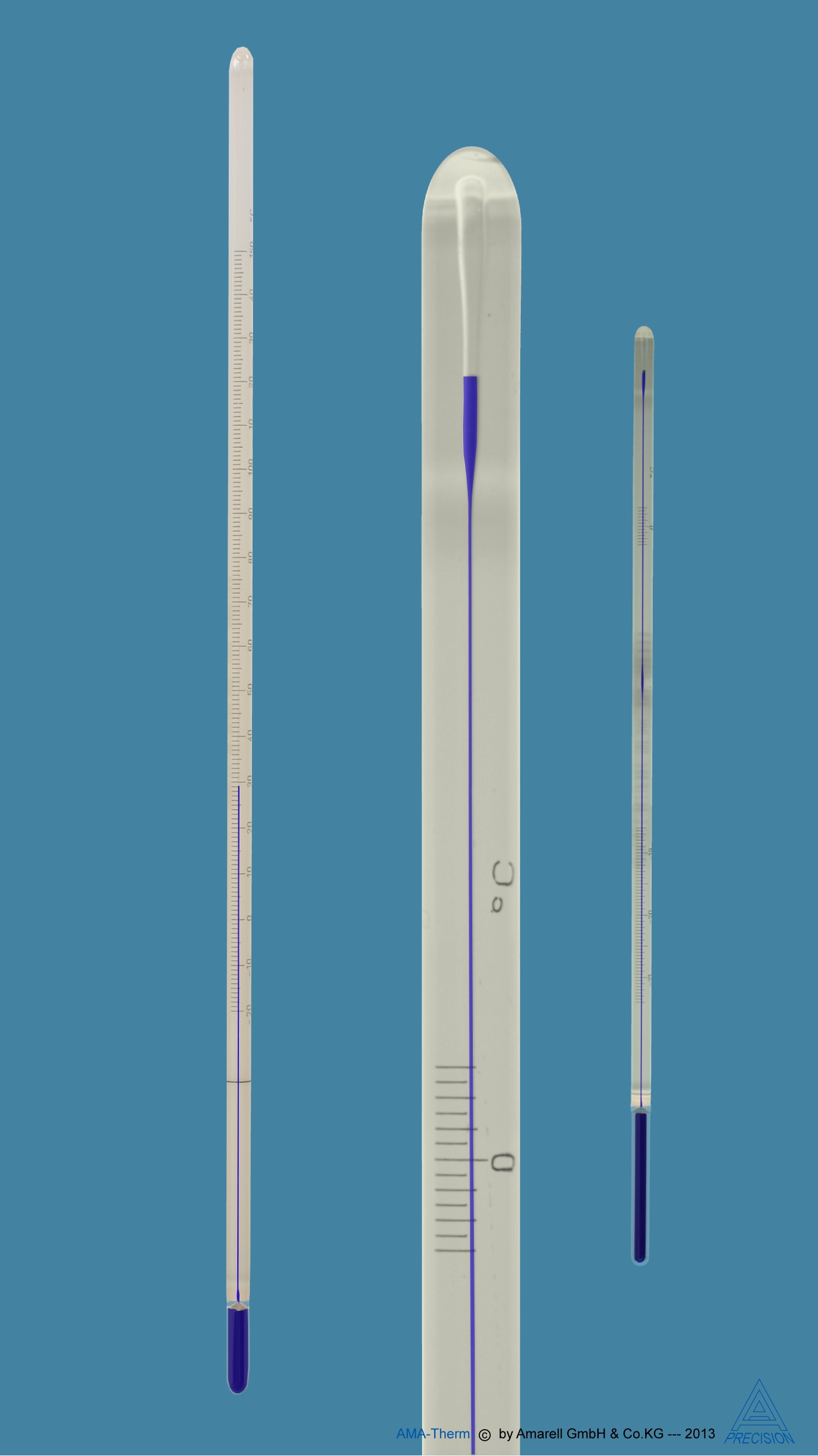 Thermometer, solid stem, similar to ASTM 128C, white backed, -1.4 + 1.4 : 0.05 deg C