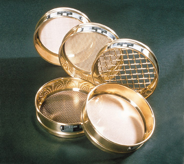 Test sieve with brass frame, diameter 200mm, aperture 75 microns